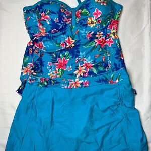 Blue and multi coloured floral swimsuit